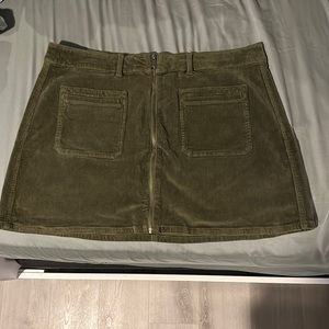 Olive green Cordaroy A line skirt